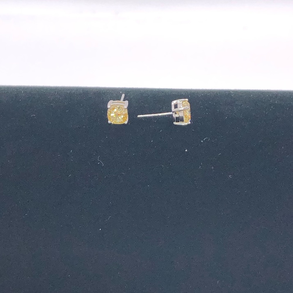 2ct Canary Cushion Cut Studs - Picture 11 of 15